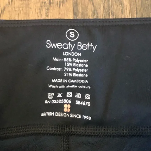 EUC✨SWEATTY BETTY LONDON women's small blue & black zebra print leggings - Picture 3 of 7